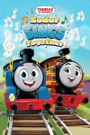 Thomas & Friends Sodor Sings Together TV: Trains Thomas and Nia smile side-by-side on parallel tracks, steam off their whistles form musical notes.