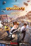 The Wonderfools TV show poster: four people shown running through a warped city street as cars and debris fly overhead.