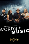 Words + Music TV show poster: John Legend, Alanis Morisette, Sheryl Crow and Elvis Costello aligned next to each other as they sing intimate sets. 