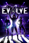 WWE Evolve TV show poster: Purple silhouettes of three wrestlers.