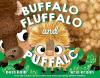 Buffalo Fluffalo and Puffalo book cover: A big-eyed brown buffalo stares at a small, big-eyed, tan creature beneath white title letters