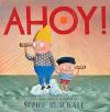 Ahoy! book cover: A parent and child standing on a rug pretending it's the ocean