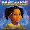 And She Was Loved book cover: Portrait of a young Black girl with pigtails and a pencil in her hair, on a textured blue background