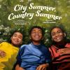 City Summer, Country Summer book cover: Three smiling children, with brown skin, lying in a field of grass and flowers wearing primary colored shirts