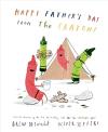 Happy Father's Day from the Crayons book cover: Father and son green and red crayons set up a camping site with tent and wood fire
