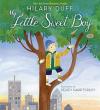 My Little Sweet Boy book cover: A young boy with pale skin and blond hair, a blue beanie and a yellow jacket is climbing a tree in a city park