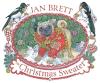 The Christmas Sweater book cover: Pug dog in gaudy red sweater framed by green Christmas tree, two birds above holding red yarn strands in their beaks