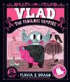 Vlad, the Fabulous Vampire book cover: Vlad with rosy cheeks, black cloak lined with glittery pink fabric; mannequin in skirt and jacket behind him