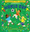 World Cup book cover: Children with different skin and hair colors playing soccer on a green background