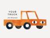 Your Truck book cover: A red truck with eyes for headlights on a white background