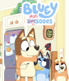Bluey Minisodes: A cartoon dog stands in a kitchen measuring the height of two pups with a measuring tape