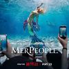 MerPeople TV Show Poster: A mermaid swims in a tank as a crowd records them on their phones.
