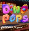 Dino Pops TV show poster: Show title is written in bright colors, with each letter representing a dinosaur.
